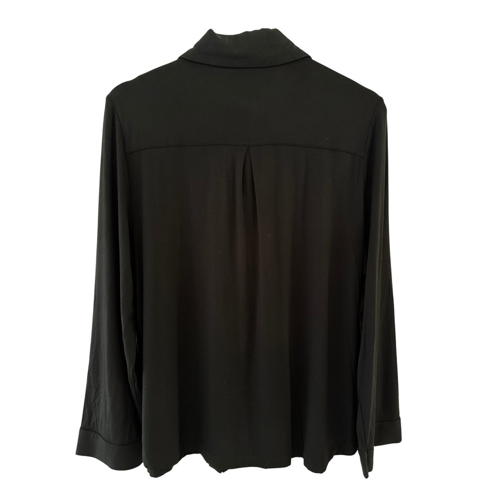 Cozy Earth Black Bamboo Viscose Long Sleeve Button Down Women Pijama Top
